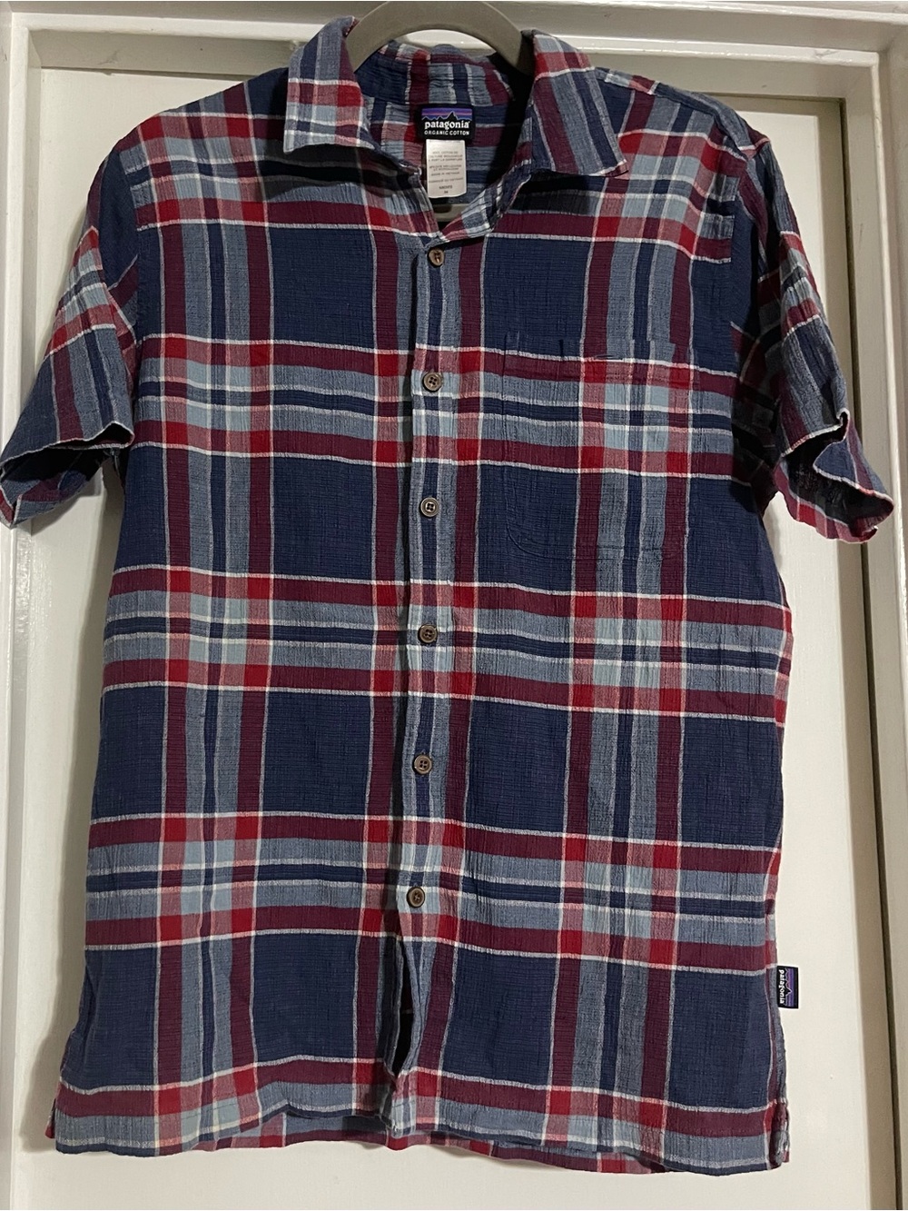 Patagonia Organic Cotton S/S Button Up MultiColor Plaid Shirt - Men's M